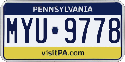 PA license plate MYU9778