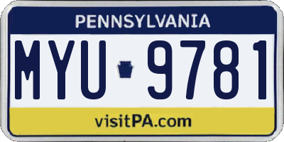 PA license plate MYU9781