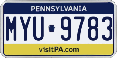 PA license plate MYU9783