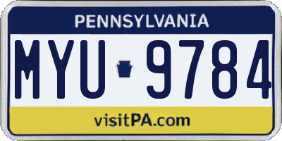 PA license plate MYU9784