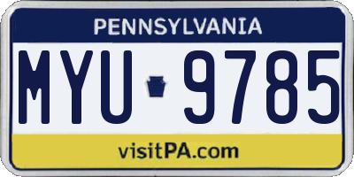PA license plate MYU9785