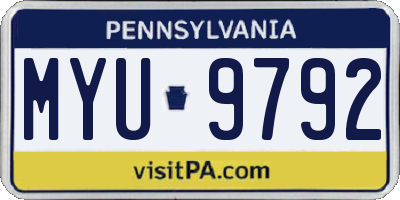 PA license plate MYU9792