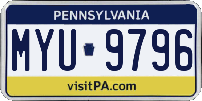PA license plate MYU9796