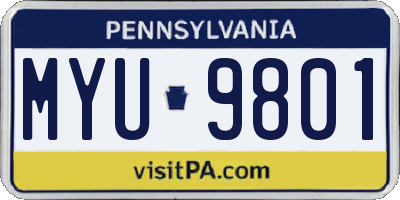 PA license plate MYU9801