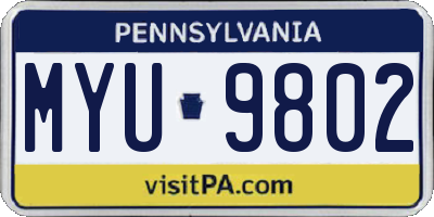 PA license plate MYU9802