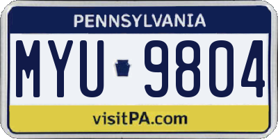 PA license plate MYU9804