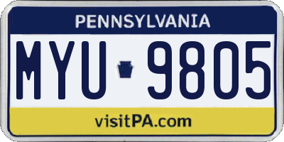 PA license plate MYU9805