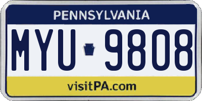 PA license plate MYU9808