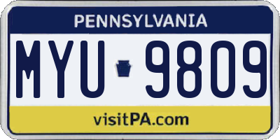 PA license plate MYU9809