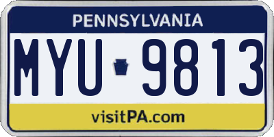 PA license plate MYU9813
