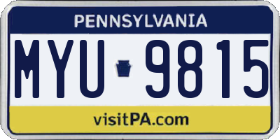 PA license plate MYU9815