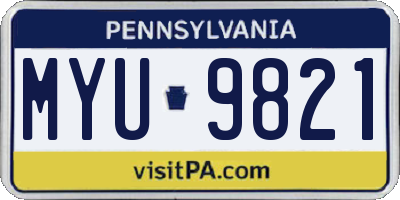 PA license plate MYU9821