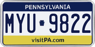 PA license plate MYU9822