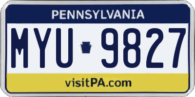 PA license plate MYU9827