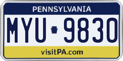 PA license plate MYU9830
