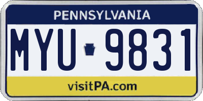 PA license plate MYU9831