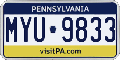PA license plate MYU9833