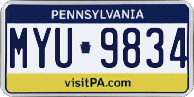 PA license plate MYU9834