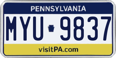 PA license plate MYU9837