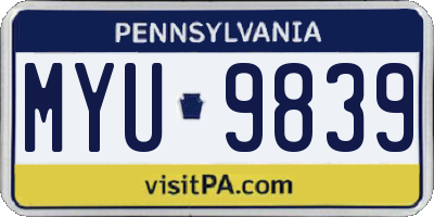 PA license plate MYU9839