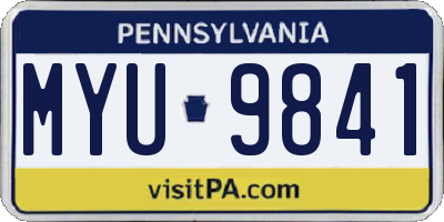 PA license plate MYU9841