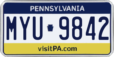 PA license plate MYU9842