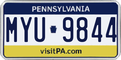 PA license plate MYU9844