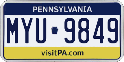 PA license plate MYU9849