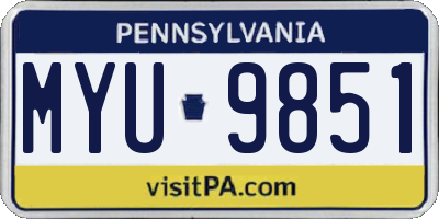 PA license plate MYU9851