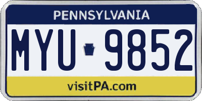 PA license plate MYU9852