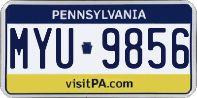 PA license plate MYU9856