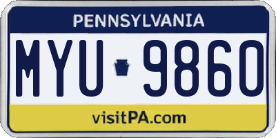 PA license plate MYU9860