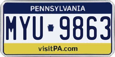 PA license plate MYU9863