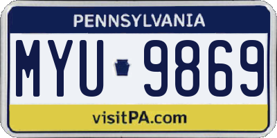 PA license plate MYU9869