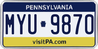 PA license plate MYU9870