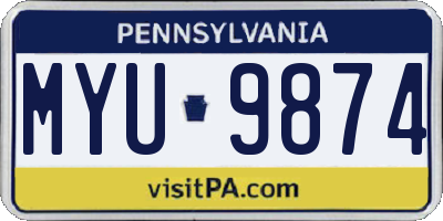 PA license plate MYU9874