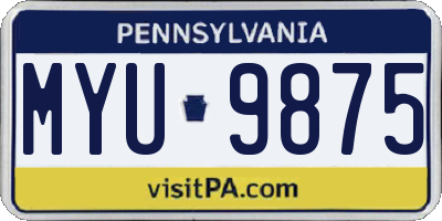 PA license plate MYU9875