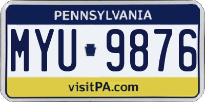 PA license plate MYU9876