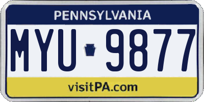 PA license plate MYU9877