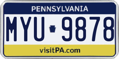 PA license plate MYU9878