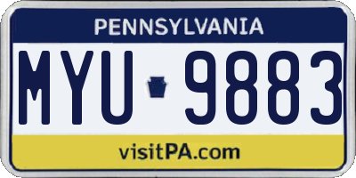 PA license plate MYU9883