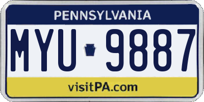 PA license plate MYU9887