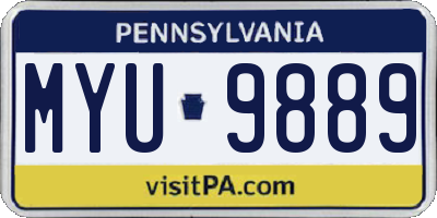 PA license plate MYU9889