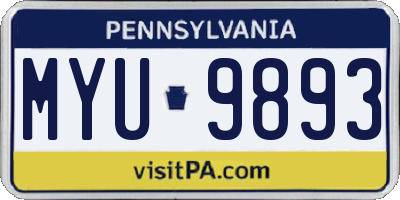 PA license plate MYU9893