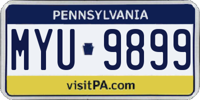 PA license plate MYU9899