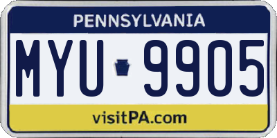 PA license plate MYU9905
