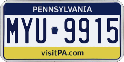 PA license plate MYU9915