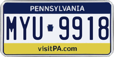 PA license plate MYU9918