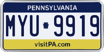 PA license plate MYU9919