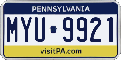 PA license plate MYU9921